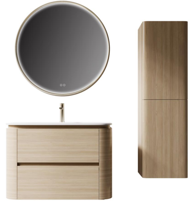 VENUS-WH modern bathroom vanity with integrated ceramic or Corian basin