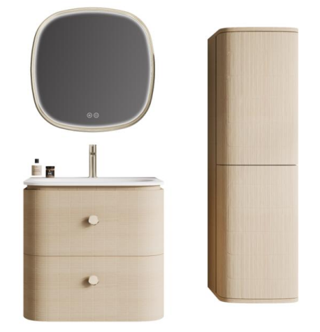 ARIA modern bathroom vanity with double drawer storage and metal handles