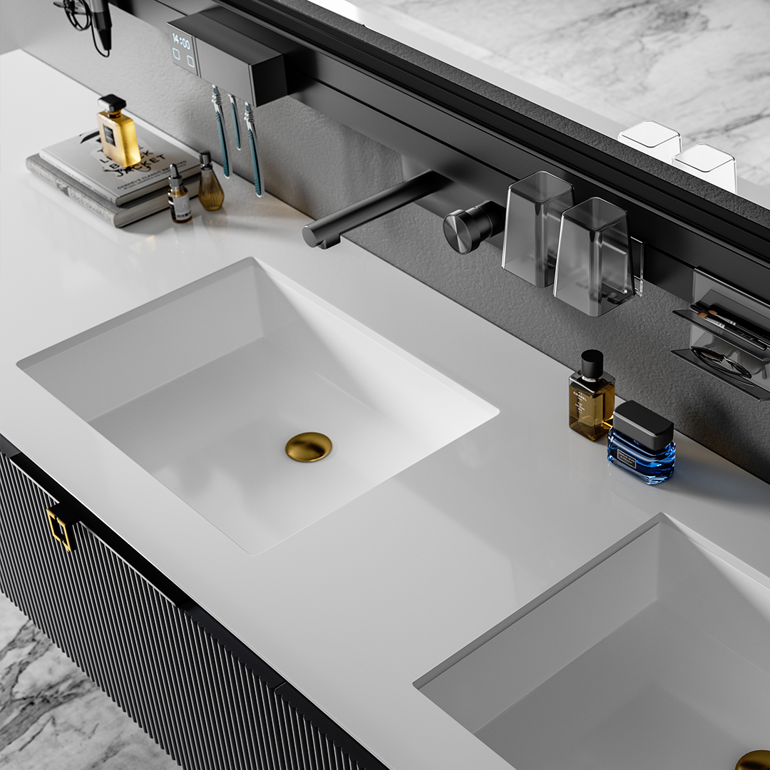 Crafted by trusted bathroom vanity manufacturers, this cabinet showcases a sleek design and ample storage space. It efficiently organizes your essential toiletries while adding a touch of glamour with its illuminated mirror, ensuring you look your best every day.