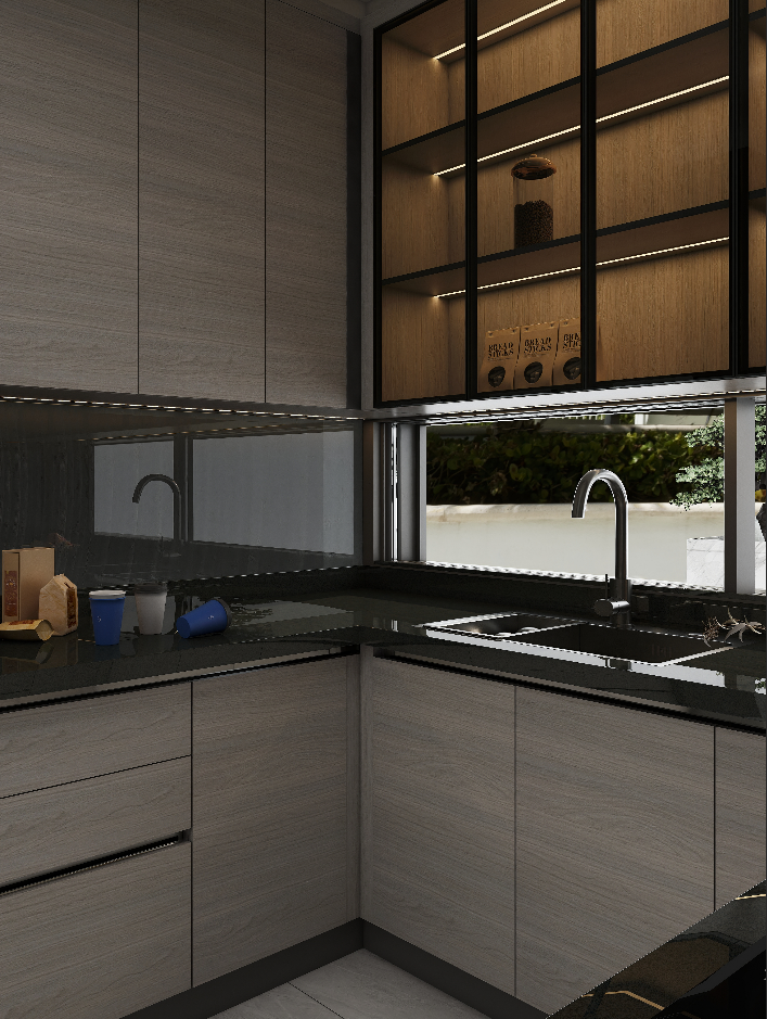 Inside, thoughtful kitchen cabinet organizers ensure that every item has its place, making it easier for homeowners to access their cooking essentials.