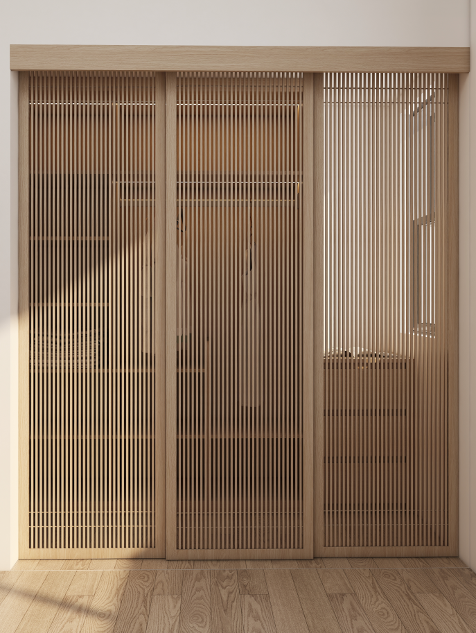 In our recent project for the Martinez family, we designed an elegant and functional bedroom featuring four stylish wardrobes and a custom desk to meet their storage and workspace needs. Each wardrobe, crafted from high-quality materials and finished in a rich small-spliced walnut color, seamlessly integrated into the overall aesthetic of the room, creating a warm and inviting atmosphere.