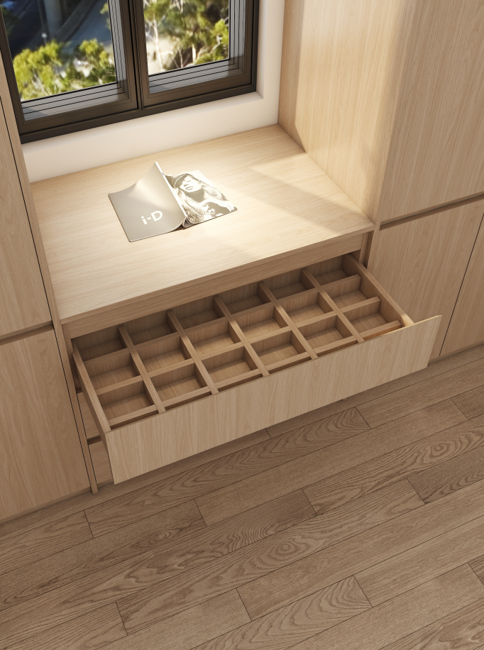 Additionally, the wardrobe doubles as a stylish bedroom cabinet alternative, offering a refined way to store essentials without compromising on aesthetics. This cleverly designed garderobe not only enhances the functionality of the garage but also elevates the overall look, demonstrating that thoughtful design can transform any space into a well-organized haven.