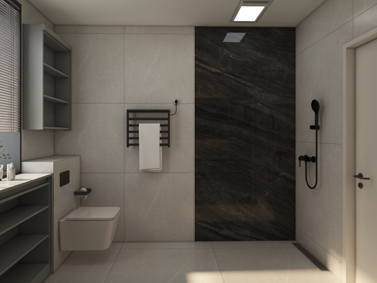 In a recent project, we crafted sophisticated free standing bathroom cabinets that perfectly balances style with functionality. Measuring 1200mm in width, 500mm in depth, and 850mm in height, this cabinet boasts a sleek body finished in Airy Grey PET, which adds a touch of elegance to the bathroom.                Complementing the main cabinet is a stunning  bathroom vanity mirror cabinet, measuring 1200mm long, 160mm deep, and 810mm high. Featuring three spacious doors and open shelving, bathroom vanity mirror with lights, it is enhanced with integrated LED lighting and a motion sensor switch for a modern touch. This thoughtful design ensures convenience while creating an inviting atmosphere.