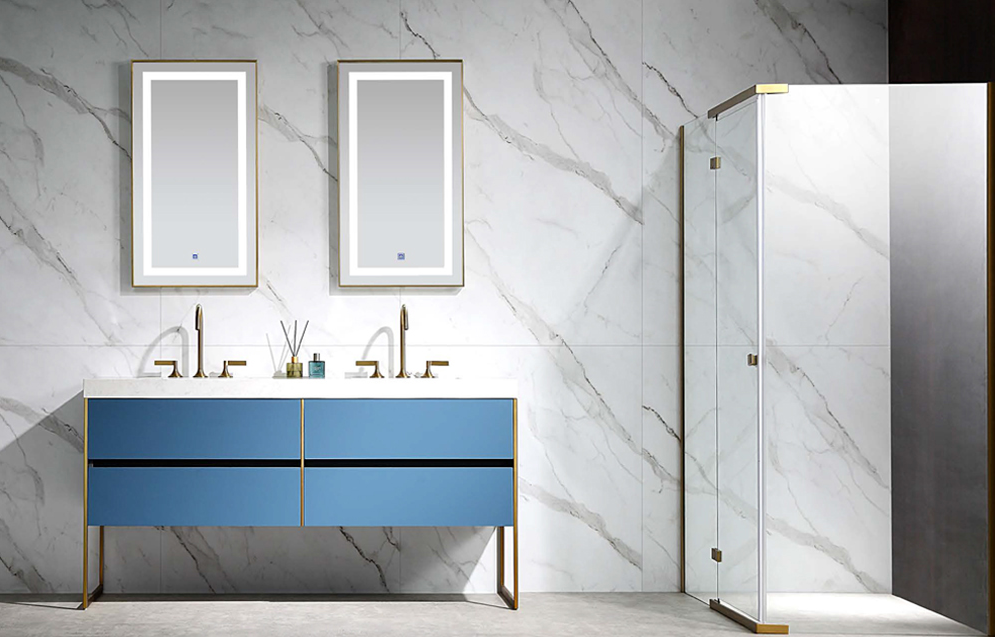 Transform your bathroom into a sanctuary of style with our Trendy and Luxury Prussian Blue Free Standing Bathroom Cabinet. This stunning piece features a beautifully crafted basin and an integrated LED mirror, ensuring functionality meets modern aesthetics.