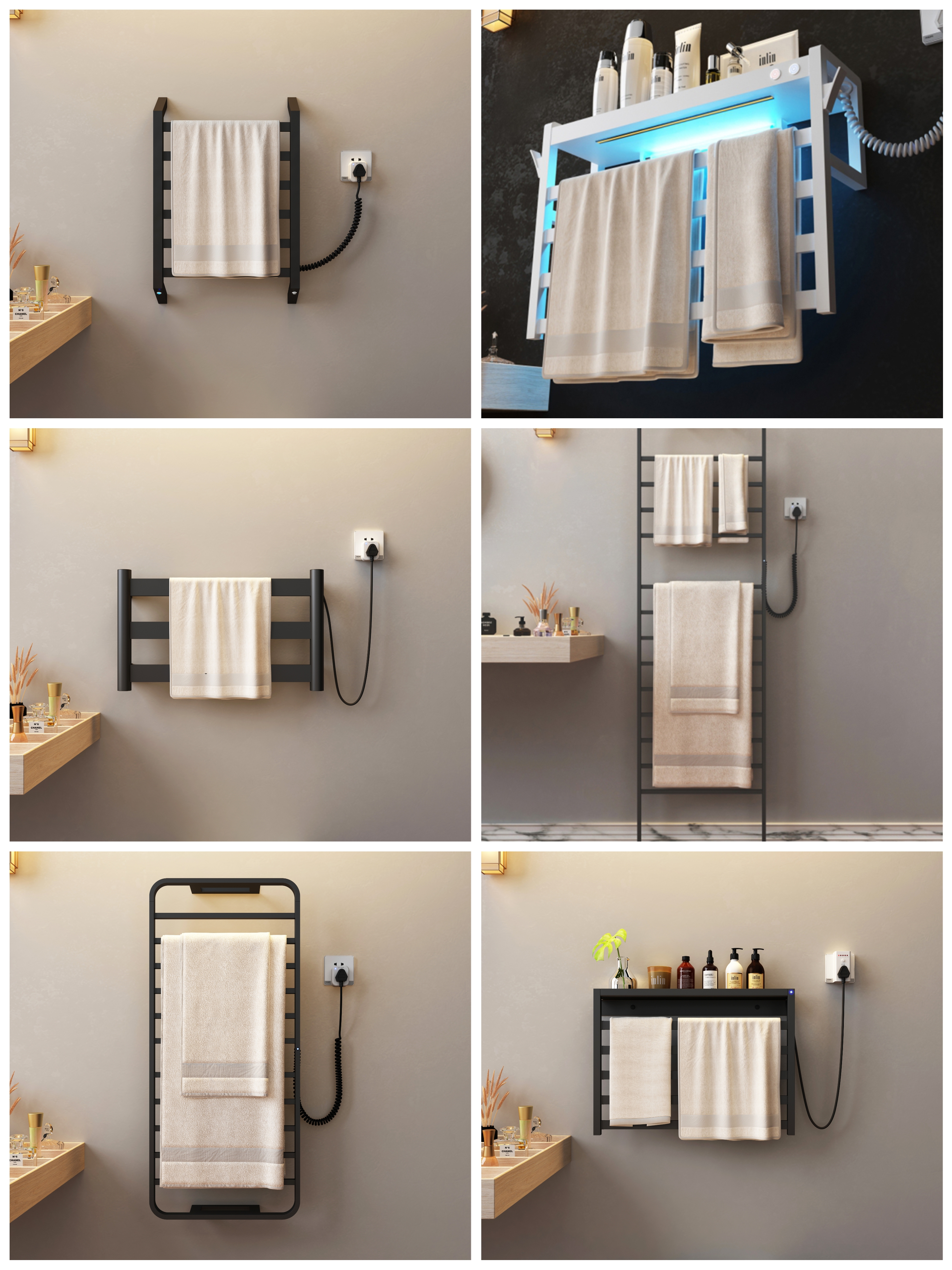Nothing says elegance like heated towel racks in a master bathroom. These heated towel racks are especially helpful if your bathroom has humidity issues, as they help reduce moisture and prevent musty odors from forming on wet towels.