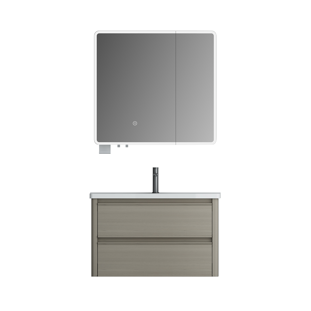 Pair it with a bathroom vanity mirror with lights for an updated look that enhances both functionality and style. Upgrade your bathroom today with the Simple Wood Grain Wall Mounted Double Drawer Bathroom Cabinet—where modern bathroom cabinets design meets practical storage!