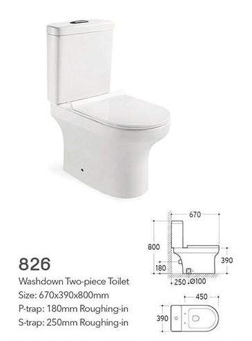 Wash Down Two Piece Toilet P-trap S-trap Dual Flushing Rimless Toilet,sanitary ware, toilet, best toilet brand, white toilet, two piece toilet, toilet bidet