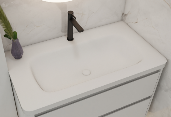 Made of artificial materials, Corian integrated basins have no seams, which makes them less likely to trap dirt. They are flexible and less likely to break compared to some other materials. They have a uniform color and high customizability, blending well with various decor styles. Their strong anti - stain property ensures easy cleaning as stains are less likely to penetrate.