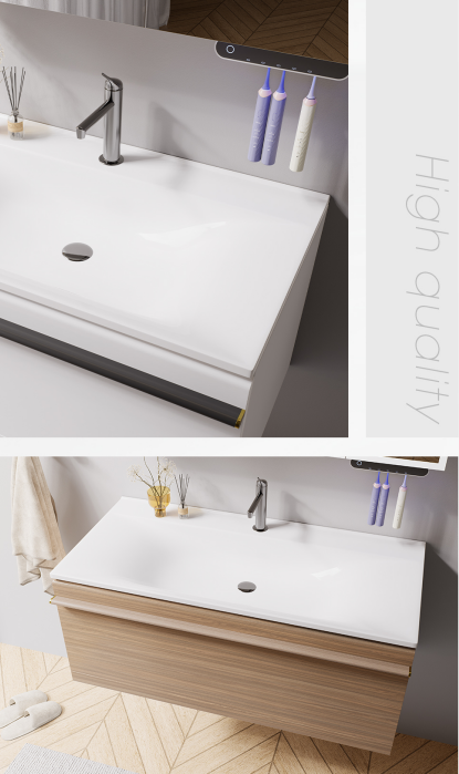 The lines perfectly fit the shape of the main cabinet, and the smooth water flow makes bathroom life more relaxed, advanced and comfortable, and it is durable and does not fade.
