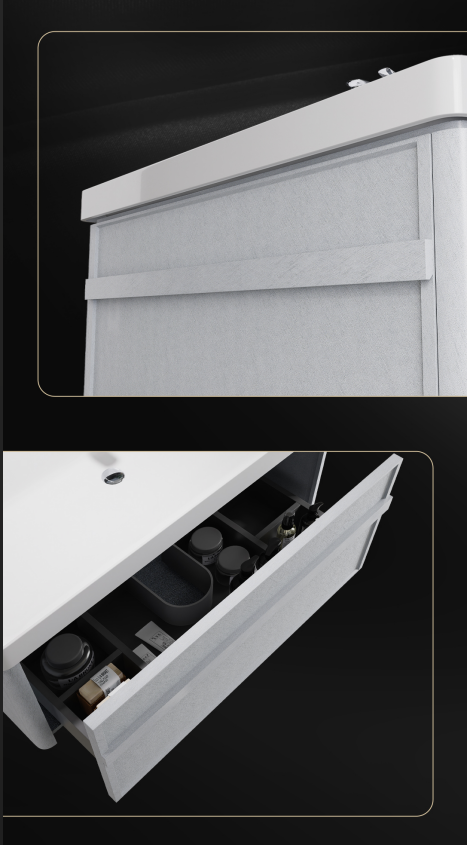 The modern bathroom cabinets offer ample storage space, ideal for keeping your bathroom essentials organized. Paired with a bathroom vanity mirror with lights, it not only provides a clear reflection but also creates a well-lit and inviting atmosphere. Whether you're renovating your home or a business in need of bathroom cabinets for sale or interested in bathroom cabinet wholesale, this product is an excellent choice. Its minimalist design ensures it complements various bathroom decors, bringing both style and functionality to your space.