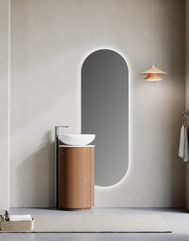 complete bathroom solutions featuring NOVO-400 freestanding bathroom vanity and coordinated sanitary ware
