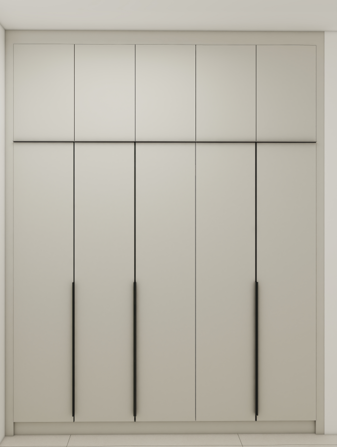 In our client William bedroom furniture project, we crafted an elegant and functional wardrobe closet tailored to our client's needs. The design features four exquisite wardrobes that beautifully blend aesthetics with practicality. Three of the wardrobes showcase a canyon oak cabinet body paired with dark khaki doors, creating a warm and inviting ambiance while ensuring robustness and style. The fourth wardrobe, a standout piece, is entirely finished in canyon oak for a seamless and cohesive look.