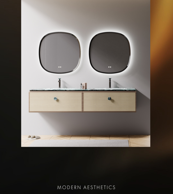 This sleek setup pairs a space-saving bathroom wall cabinet with a premium bathroom vanity mirror with lights, blending style and practicality seamlessly.