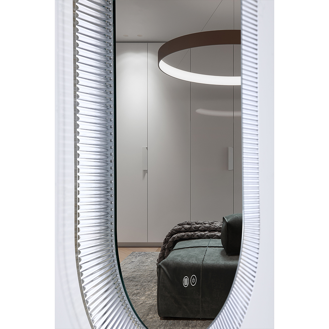 With advanced smart technology, this LED mirror bathroom unit features touch controls and anti-fog capabilities, ensuring a clear reflection even in the steamiest environments. Its stylish frame adds a contemporary touch to any decor, blending functionality with aesthetic appeal.