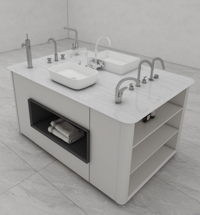 Crafted with durable multi-layer plywood, each cabinet ensures long-lasting stability. The luxurious marble countertop not only adds an elegant touch but also provides ample workspace for daily essentials. With multiple compartments and drawers, it’s a dream for organizing toiletries or kitchen utensils alike.