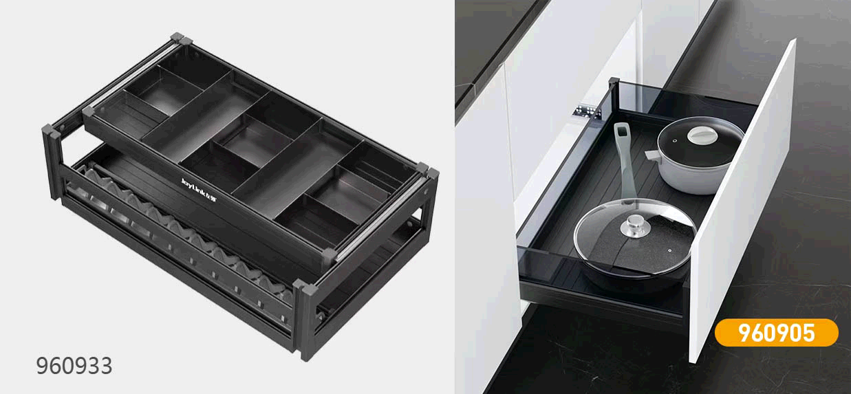 900mm Aluminium bowl basket and flat basket for 900mm cabinet.