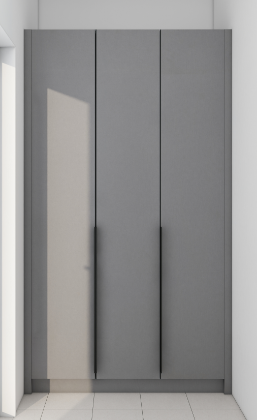 In a recent project, we created a bespoke shoe cabinet and storage cabinet that beautifully balances style and functionality. The shoe storage cabinet features dark khaki cabinetry paired with sleek black-framed gray glass doors, providing an elegant and modern aesthetic. This combination not only enhances visibility but also protects the shoes from dust, keeping them in pristine condition.              Adjacent to the shoes cabinet​, the storage cabinet is designed with a sophisticated Borro Grey finish, perfectly complementing the overall design scheme. This versatile shoe cabinet storage can accommodate various items, making it ideal for keeping clutter at bay and ensuring everything has its own place. 