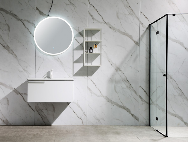 Crafted with precision, this bathroom wall cabinet maximizes vertical space, making it ideal for smaller areas. Its minimalist design features clean lines and a subtle finish, appealing to those seeking contemporary elegance. Pair it with a bathroom vanity mirror with lights for a harmonious look that brightens your space and simplifies morning routines.