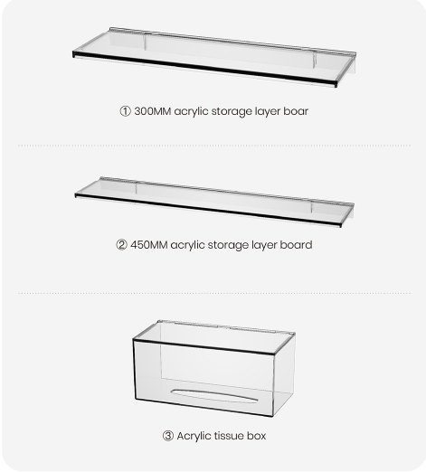 Elevate your bathroom organization game with our Aluminum Acrylic Bathroom Cabinet Storage Rack—combining functionality and contemporary elegance for a clutter-free environment!
