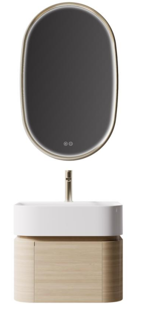 VENUS-WH wall mounted bathroom vanity with flat drawer fronts and rounded side panels