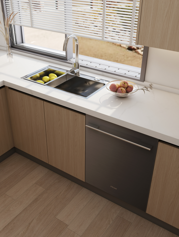 This kitchen design not only emphasizes aesthetics but also incorporates numerous kitchen cabinet organizers to maximize functionality.