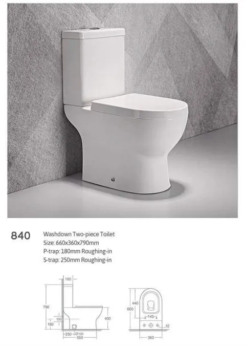 Wash Down Two Piece Toilet P-trap S-trap Dual Flushing Rimless Toilet,sanitary ware, toilet, best toilet brand, white toilet, two piece toilet, s trap vs p trap