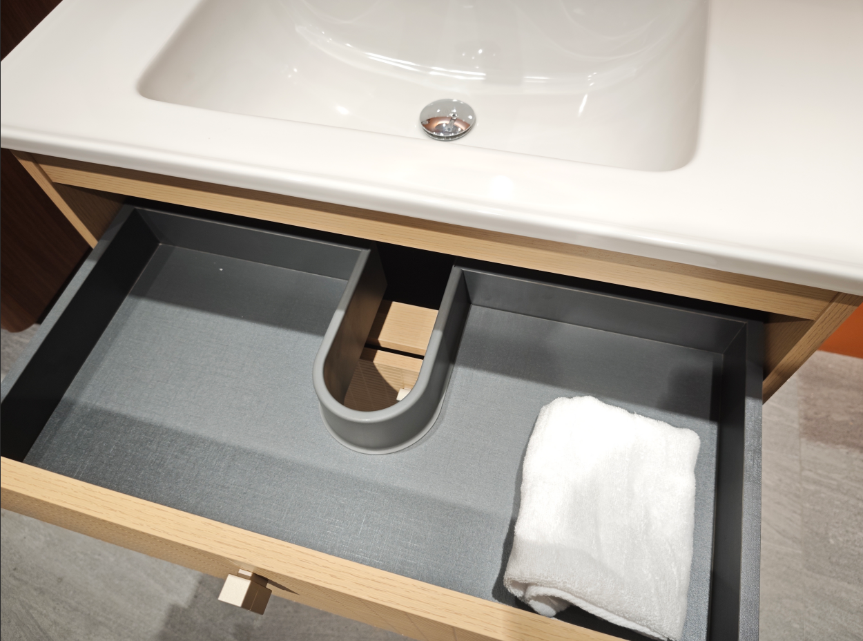 Storage plays an essential role in everyday bathroom organization.
