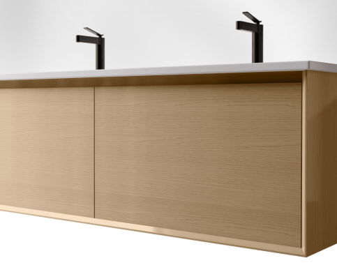 Stripping away redundant decorations, the Quadra main cabinet interprets the philosophy of contemporary design with its minimalist outline of geometric cutting. The clean and neat lines converge on the wall like a sculpture. The suspended cabinet body weakens the sense of spatial oppression, instantly immersing the bathroom in a light and transparent breathing rhythm.