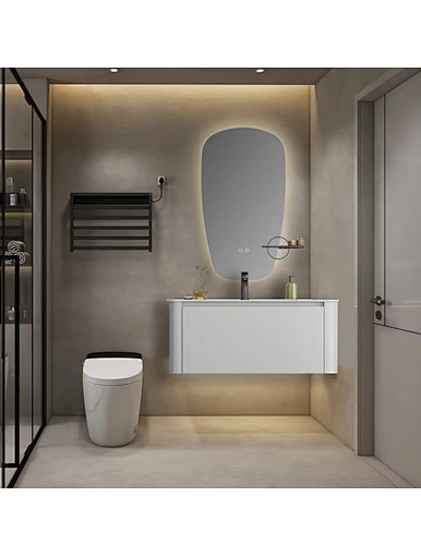wall mounted bathroom vanities with LED mirror