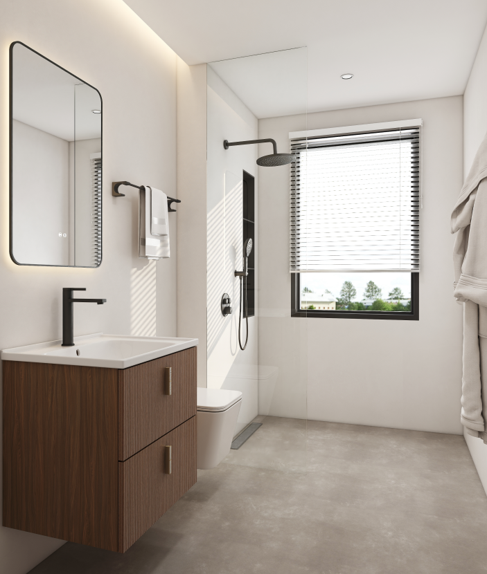 Its minimalist appearance allows it to complement many modern vanity bathroom styles, from Scandinavian and contemporary interiors to luxury hospitality projects.