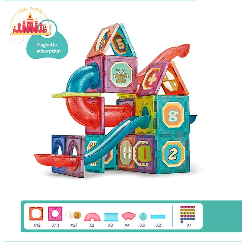 High Quality Educational Kids Block Chair Diy Assemble Play Set Magnetic Building Tiles SL13E011