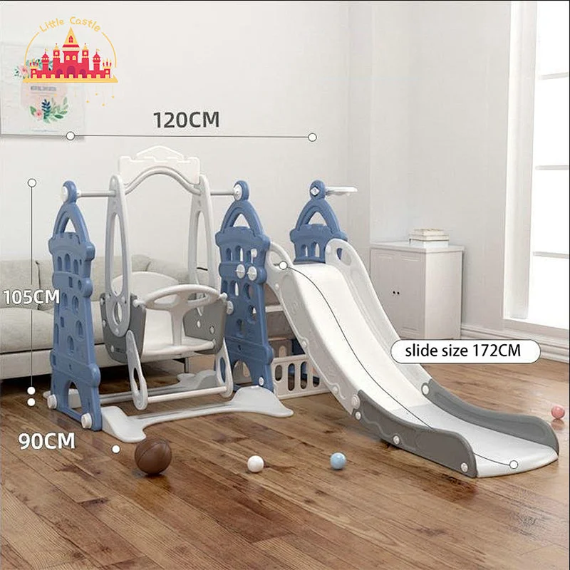 Hot Selling Plastic Children Toy Indoor Castle Slide With Swing For Baby SL01F040
