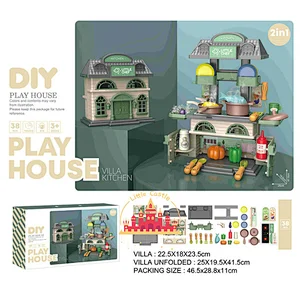 2 in 1 Pet Care Feeding Villa Plastic House DIY Pretend Role Play For Kids SL10D082