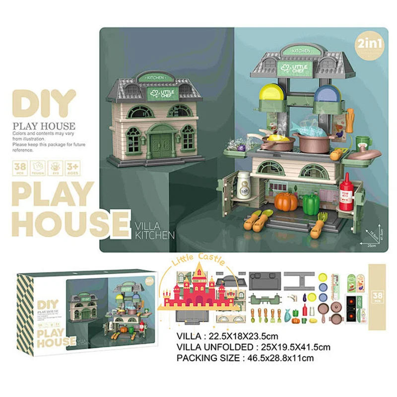 2 in 1 Pet Care Feeding Villa Plastic House DIY Pretend Role Play For Kids SL10D082