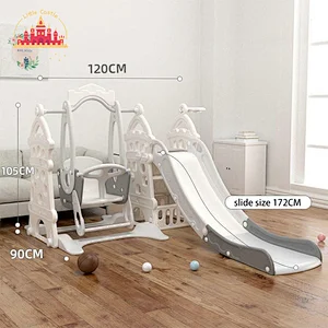 Hot Selling Plastic Children Toy Indoor Castle Slide With Swing For Baby SL01F040