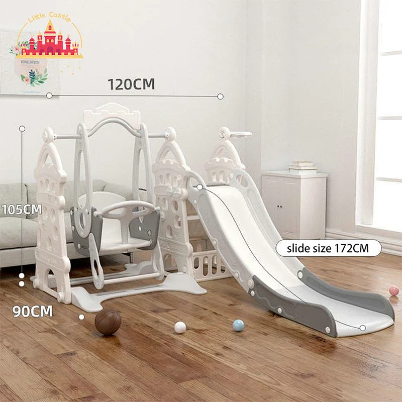 Hot Selling Plastic Children Toy Indoor Castle Slide With Swing For Baby SL01F040