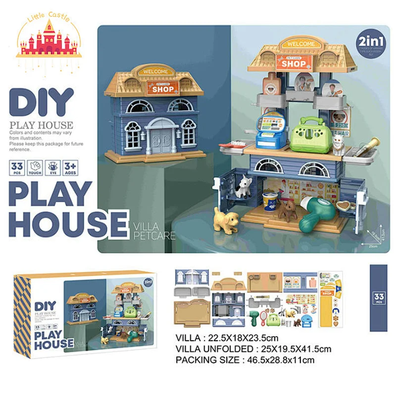 Mini Diy Play House Plastic Tool Villa Toy Role Pretend Play Toy For Kids SL10D084