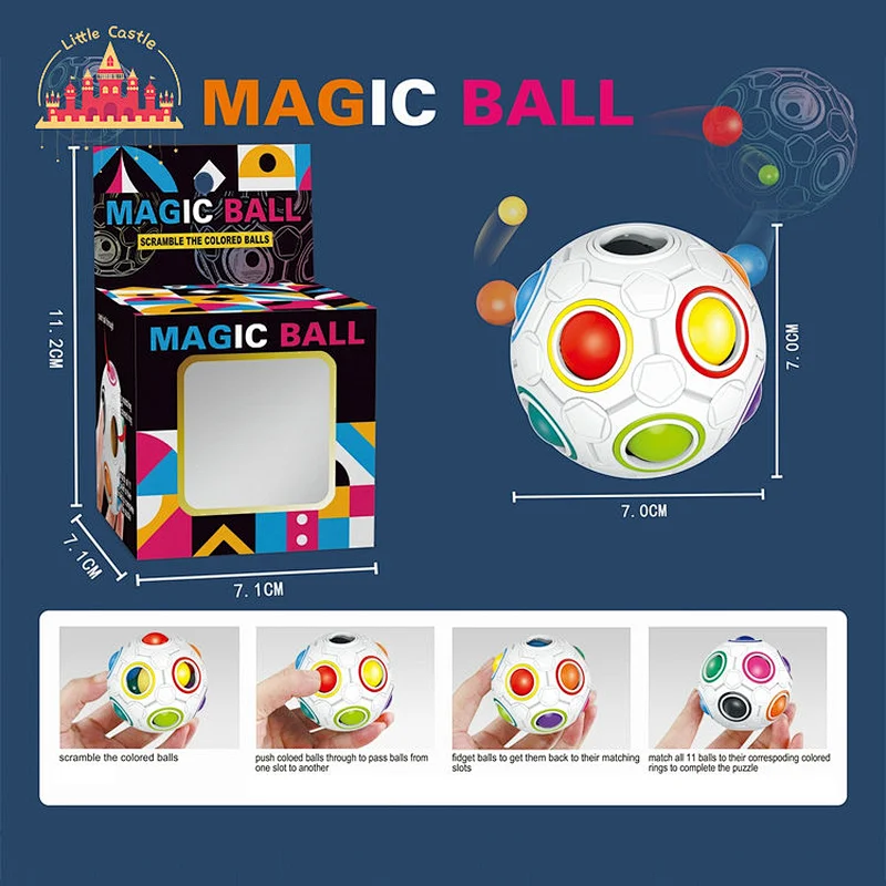 New Design Children's Educational Toy Plastic Anti-stress Fidget Magic Rainbow Ball Toy SL01A046