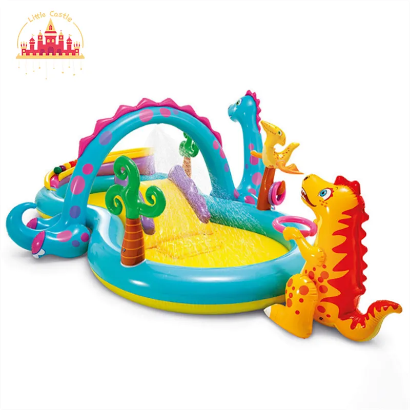 New Style Cartoon Kids Water Spray Dinosaur Park Pool With Slide P21A002