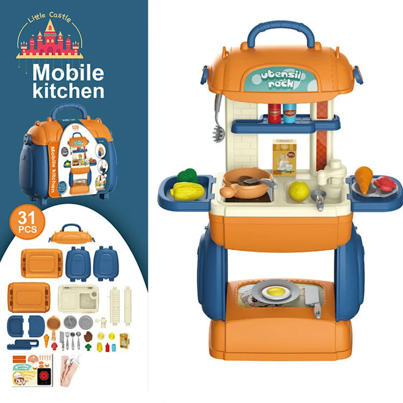 Popular 3in1 Multifunction Plastic Mobile Kitchen Set Toy For Kids SL10D041