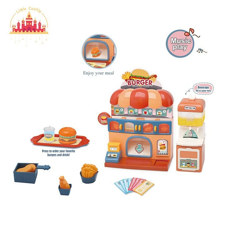 Hamburger Station Fast Food Pretend Play Toys With lights Sound Plastic Kitchen Set Toy SL10D450