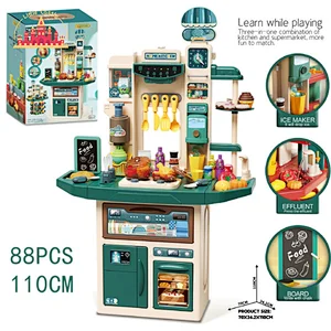 88pcs More Fun Plastic Red Dining Table Toy with Light and Music for Children SL10D120