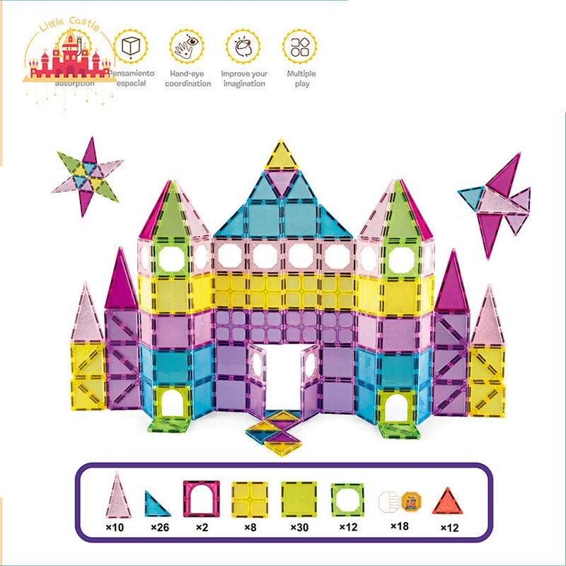 High Quality 94 Pcs Castle Magnetic Color Windows Puzzle Building Block Toys For Kids SL13E004