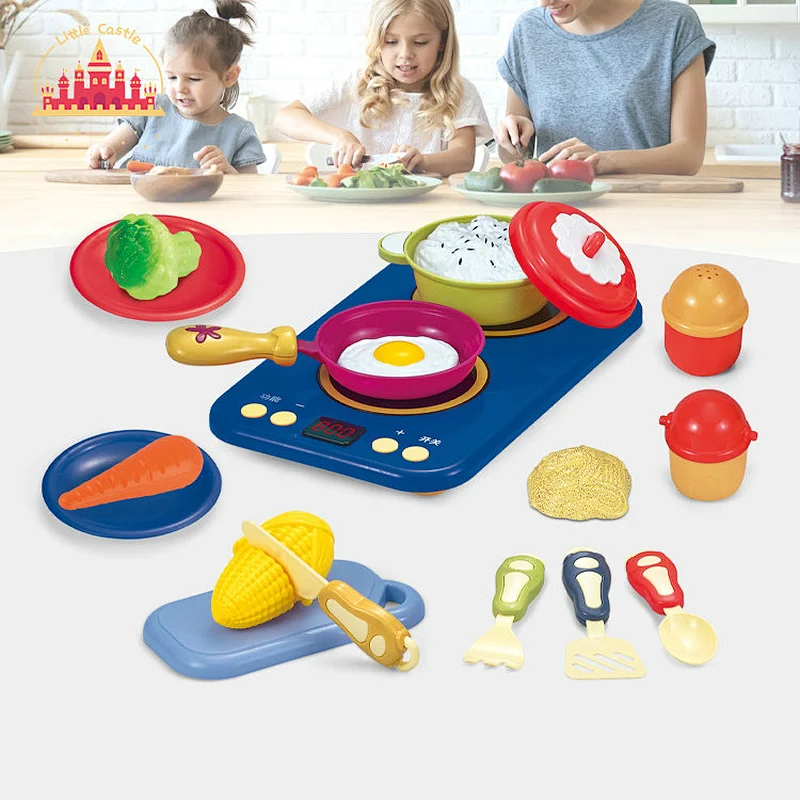 Educational kitchen appliance toy electric induction cooking tools set with light sound SL10D434