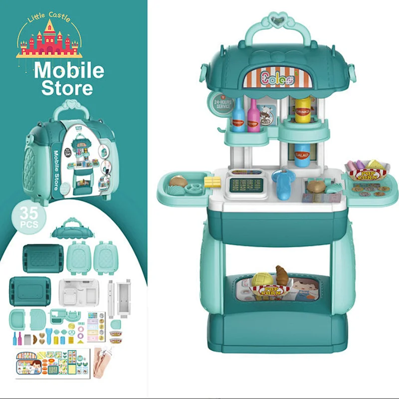 Popular 3in1 Multifunction Plastic Mobile Kitchen Set Toy For Kids SL10D041