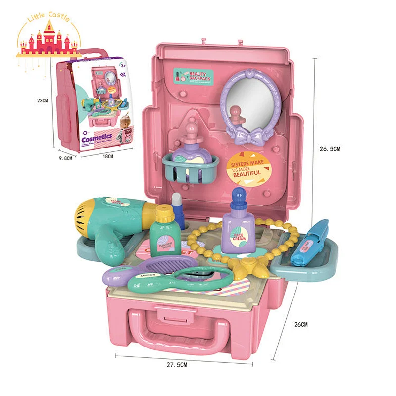 Hot sell dress up toy plastic jewelry set backpack pretend play suitcase for kids SL10G047