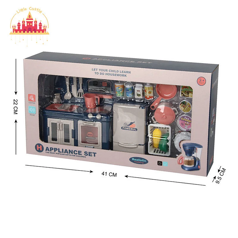 Plastic Pretend Play Cooking Set Toy Stove With Refrigerator For Kids SL10D359