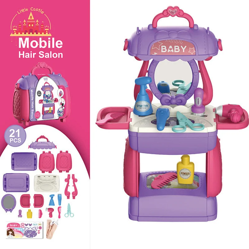 Fashion Suitcasew For Kids Beauty Pretend Play Hairdressing Table Set Toys Bag SL10D039
