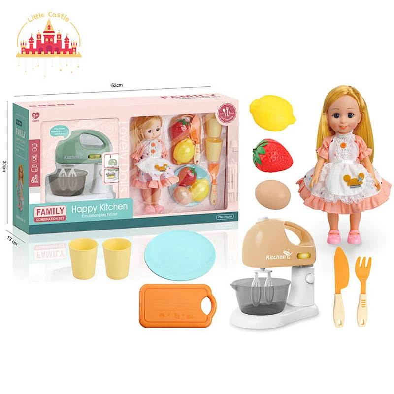 High quality cute mini plastic doll toy with blender set toy SL06D007