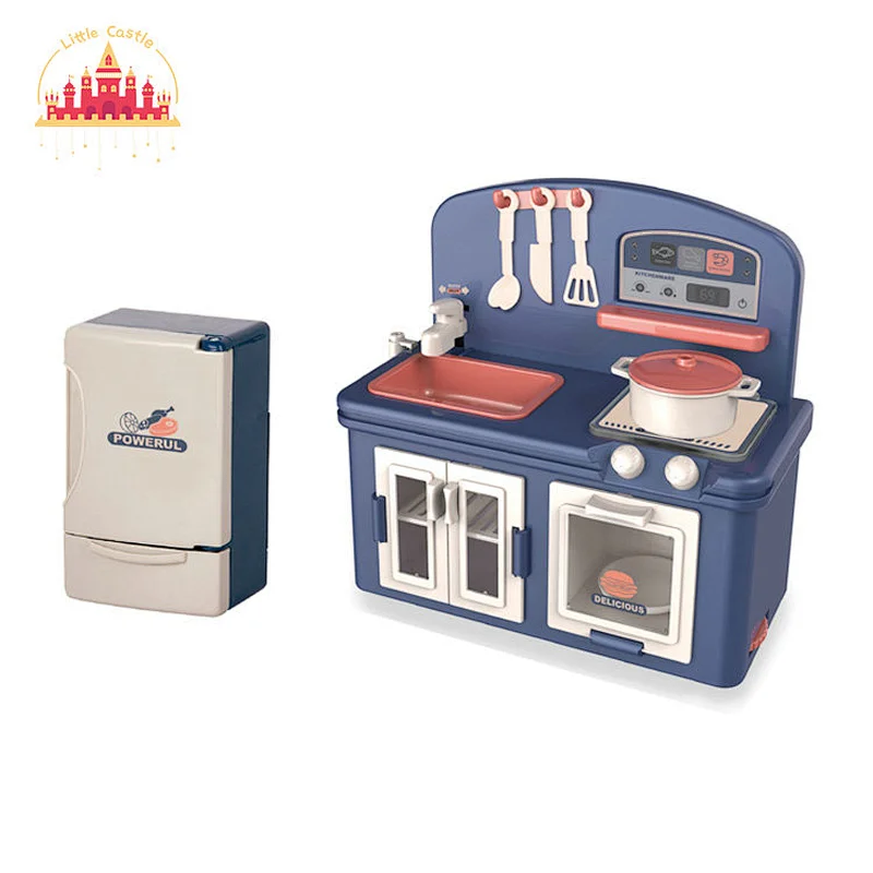 Plastic Pretend Play Cooking Set Toy Stove With Refrigerator For Kids SL10D359